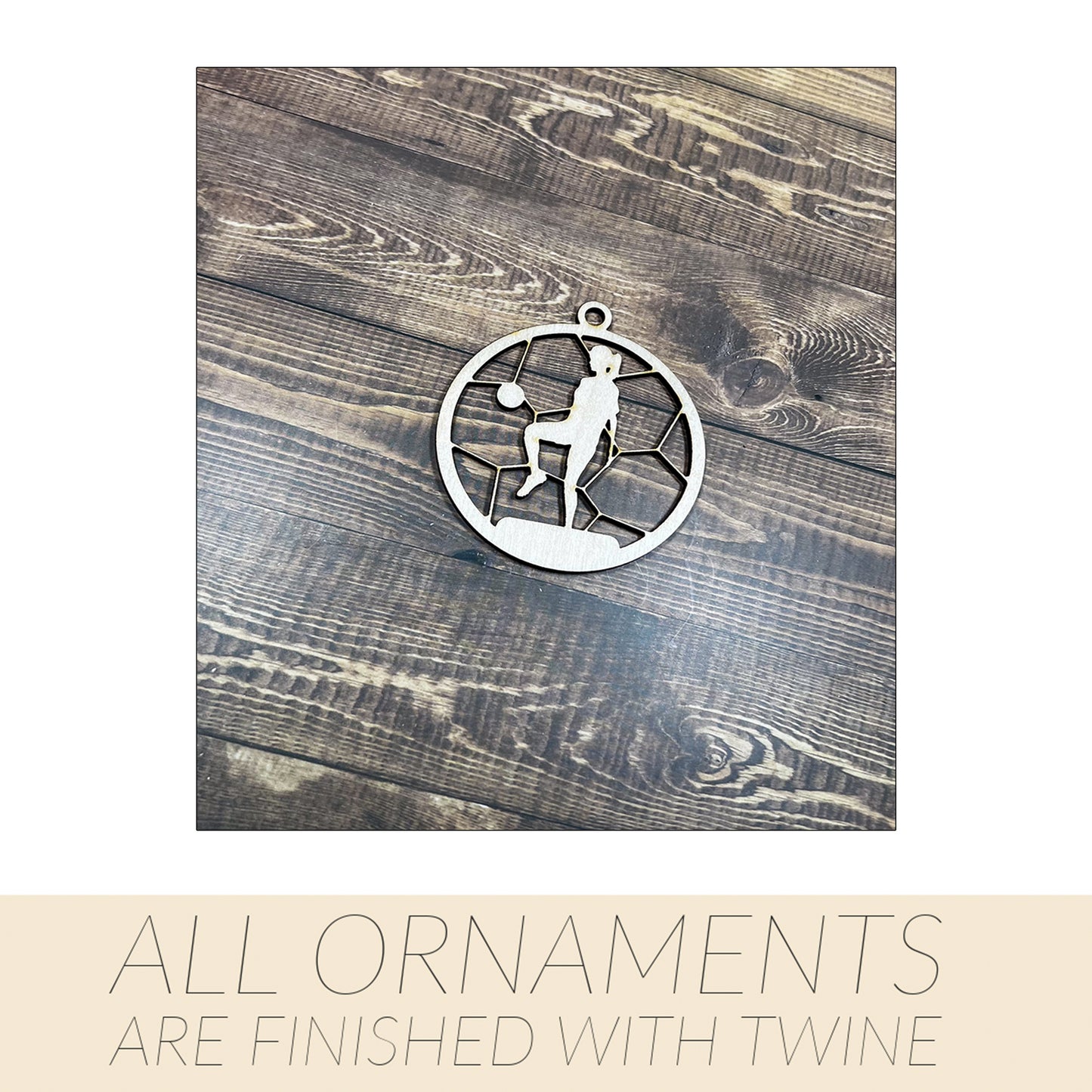 Soccer Ornament, Wooden Sports Ornament, Sports Ornament, Engraved Ornament, Laser Engraved Wood Ornament