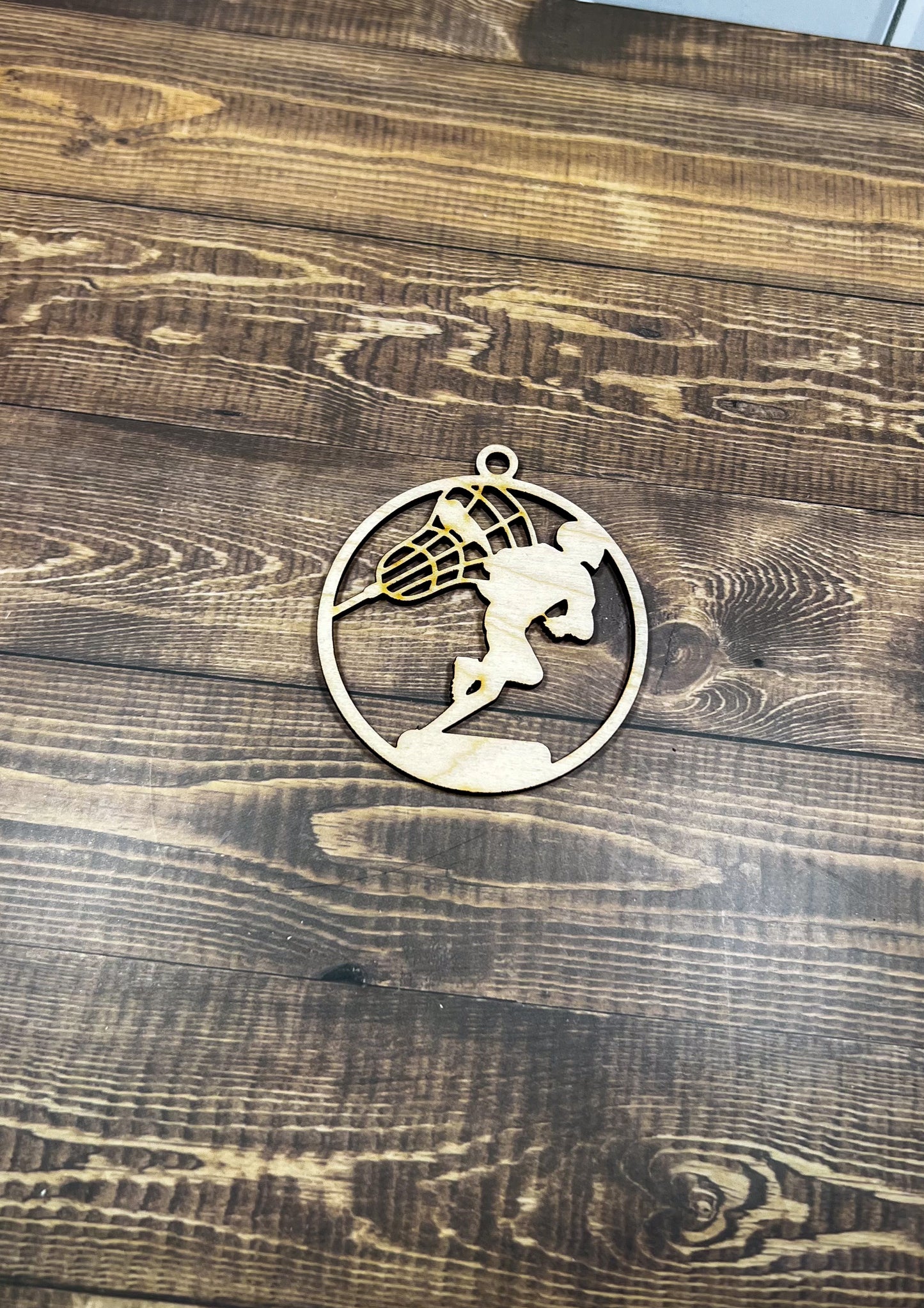 Lacrosse Ornament, Wooden Sports Ornament, Sports Ornament, Engraved Ornament, Laser Engraved Wood Ornament