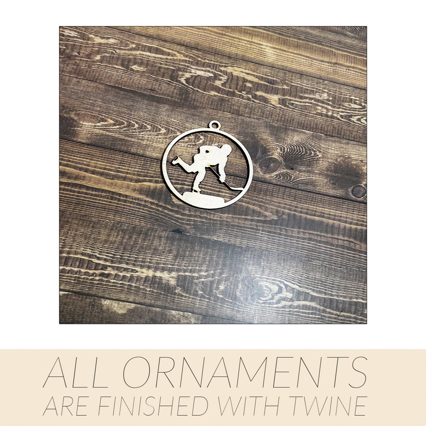 Hockey Ornament, Wooden Sports Ornament, Sports Ornament, Engraved Ornament, Laser Engraved Wood Ornament