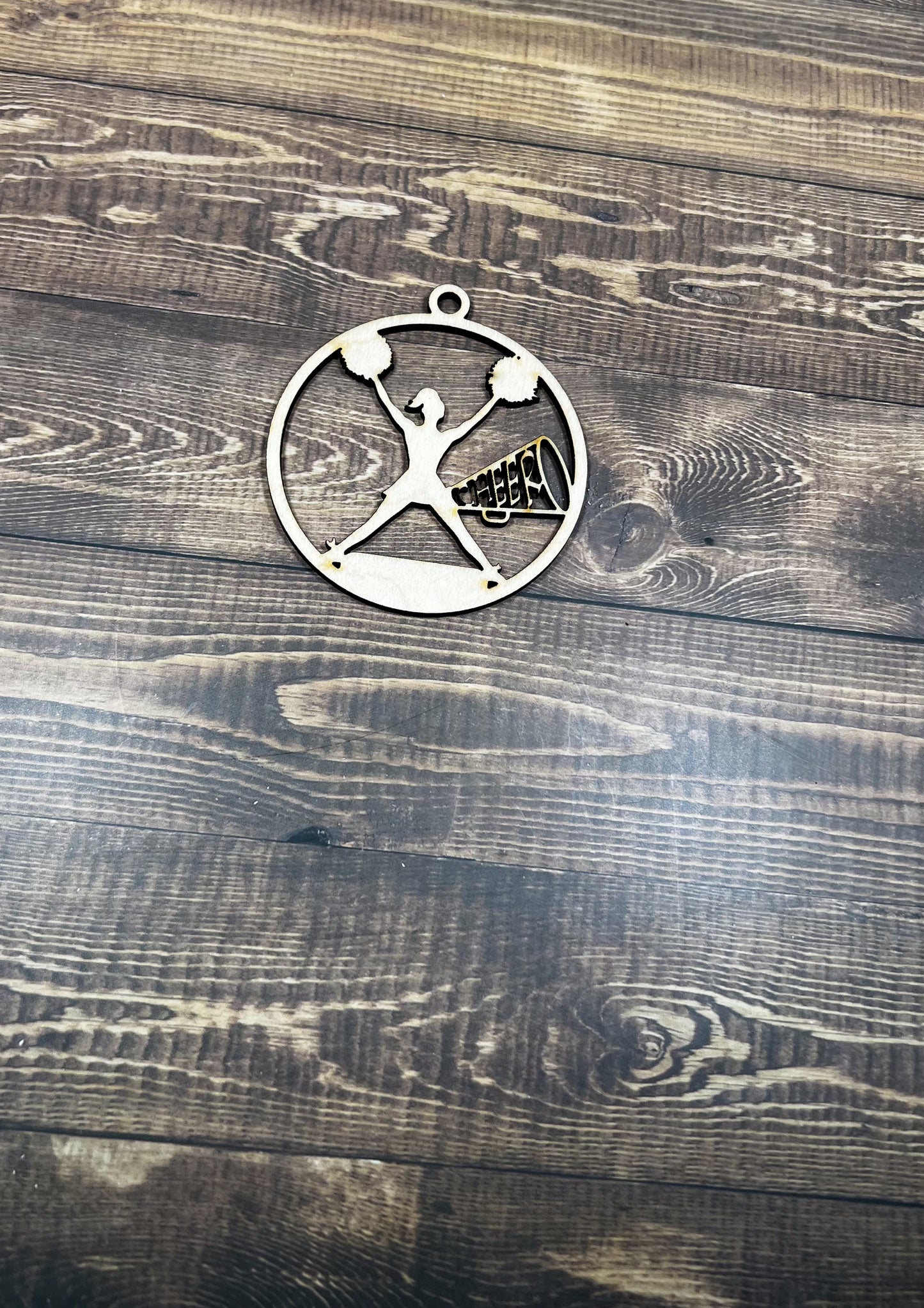 Cheer Wooden Sports Ornament, Sports Ornament, Engraved Ornament, Laser Engraved Wood Ornament