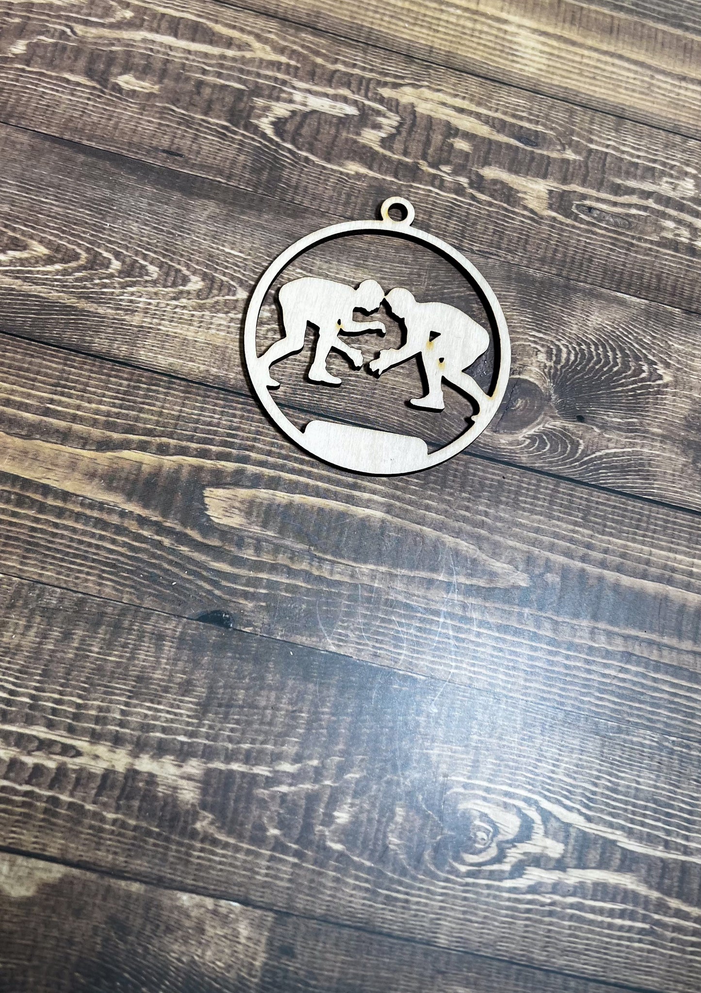 Wrestling Ornament, Wooden Sports Ornament, Sports Ornament, Engraved Ornament, Laser Engraved Wood Ornament