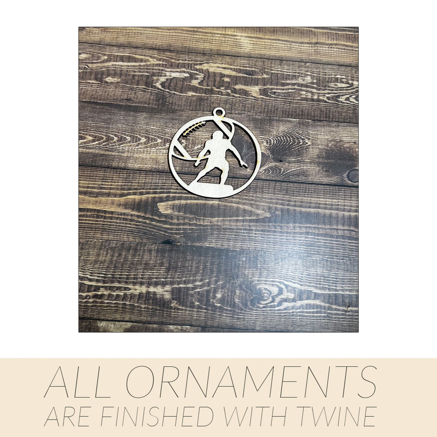 Football Ornament, Wooden Sports Ornament, Sports Ornament, Engraved Ornament, Laser Engraved Wood Ornament