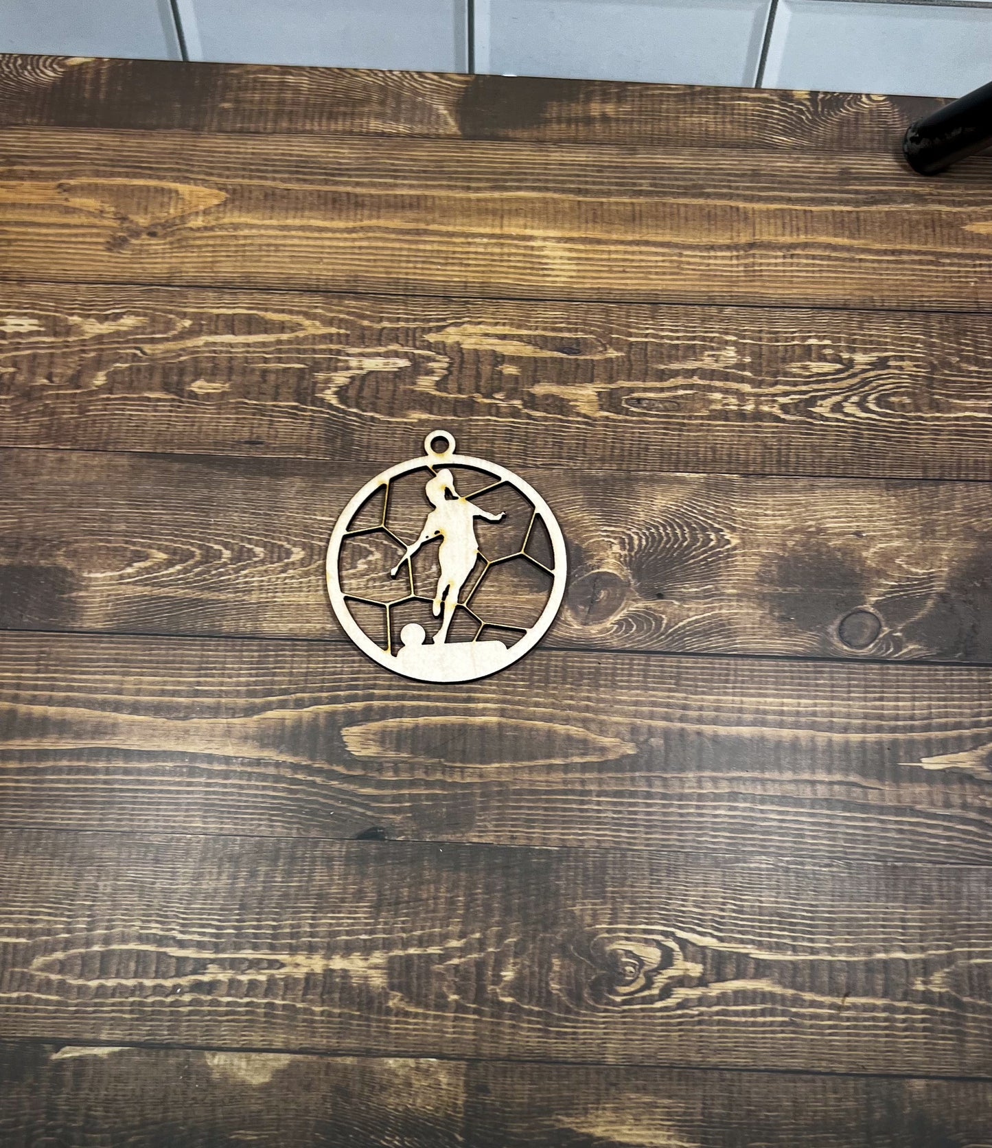 Soccer Ornament, Wooden Sports Ornament, Sports Ornament, Engraved Ornament, Laser Engraved Wood Ornament