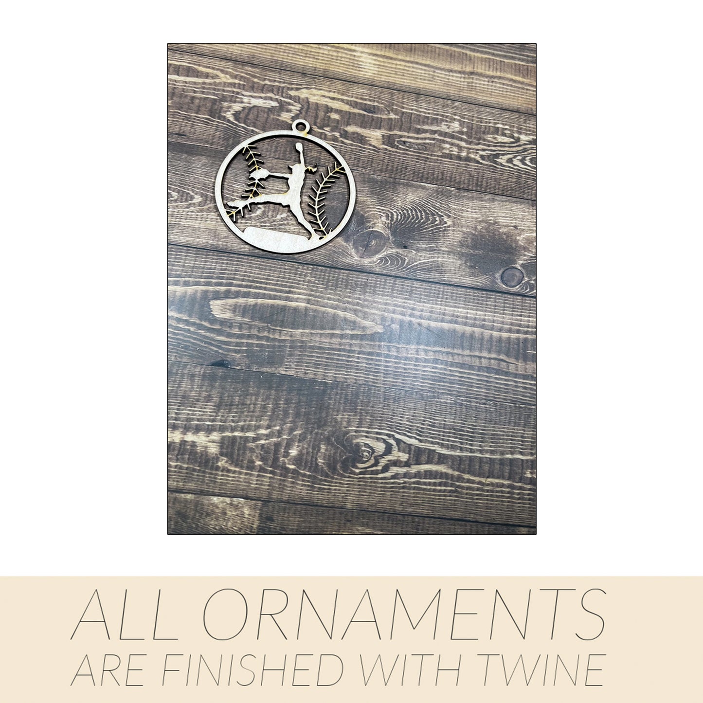 Softball Ornament, Wooden Sports Ornament, Sports Ornament, Engraved Ornament, Laser Engraved Wood Ornament