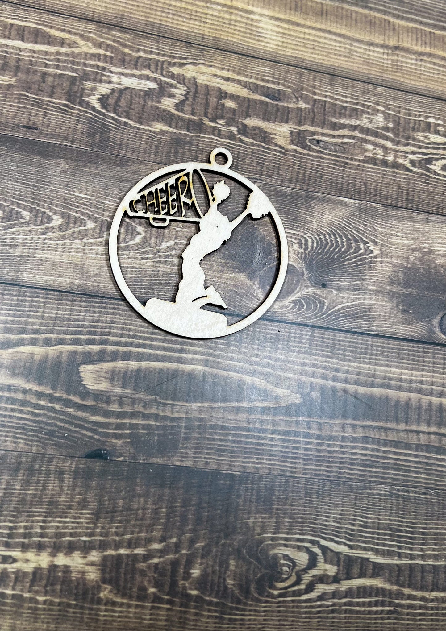 Cheer Ornament, Wooden Sports Ornament, Sports Ornament, Engraved Ornament, Laser Engraved Wood Ornament