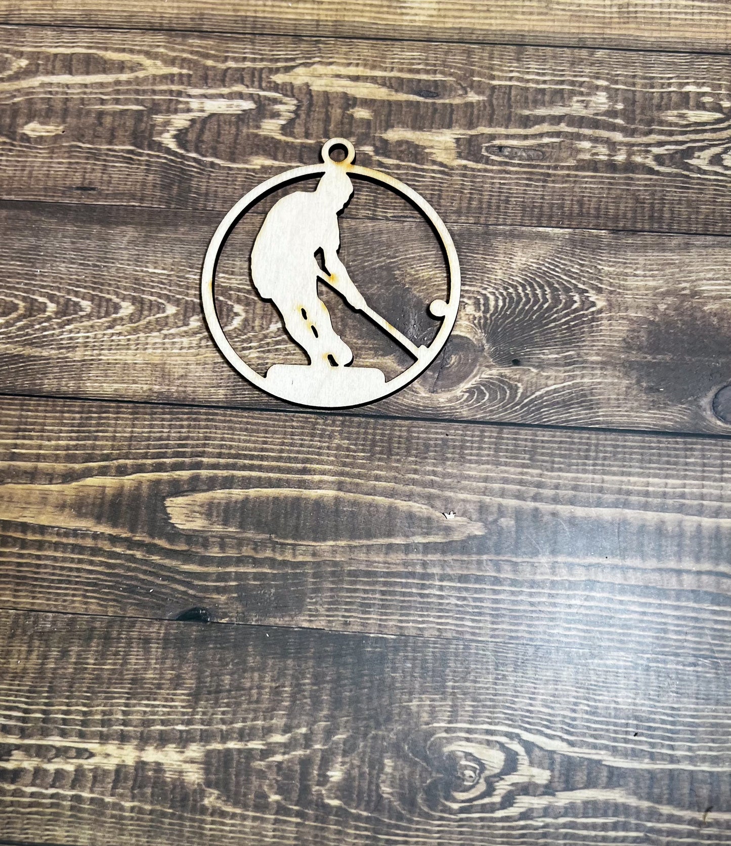 Hockey Ornament, Wooden Sports Ornament, Sports Ornament, Engraved Ornament, Laser Engraved Wood Ornament