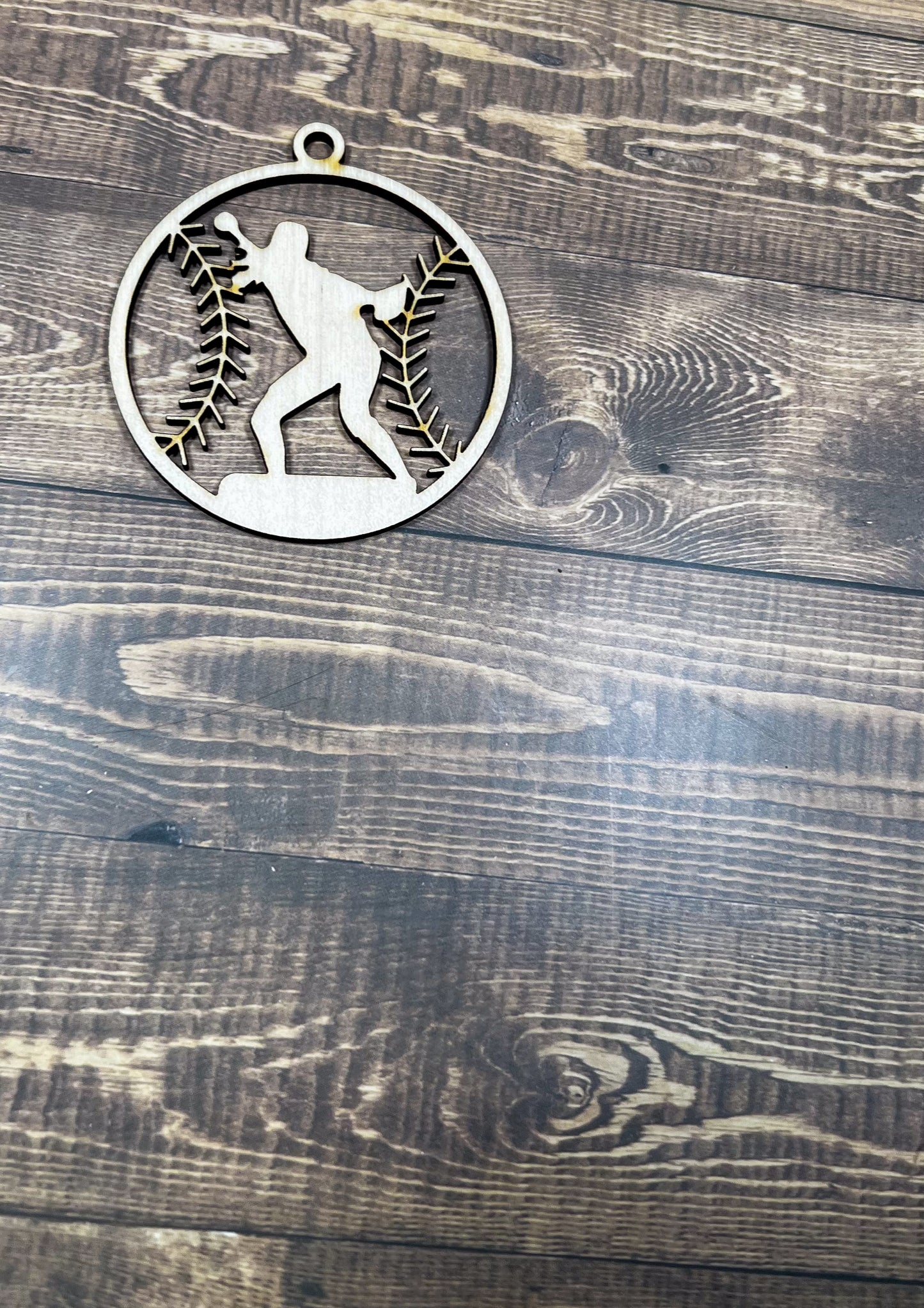 Softball Wooden Sports Ornament, Sports Ornament, Engraved Ornament, Laser Engraved Wood Ornament