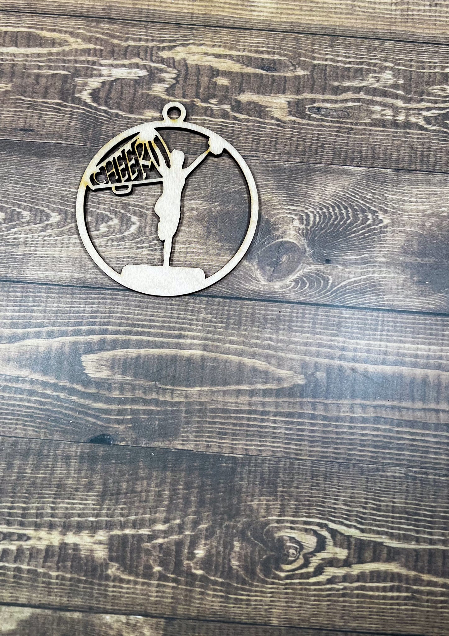 Cheer Ornament, Wooden Sports Ornament, Sports Ornament, Engraved Ornament, Laser Engraved Wood Ornament