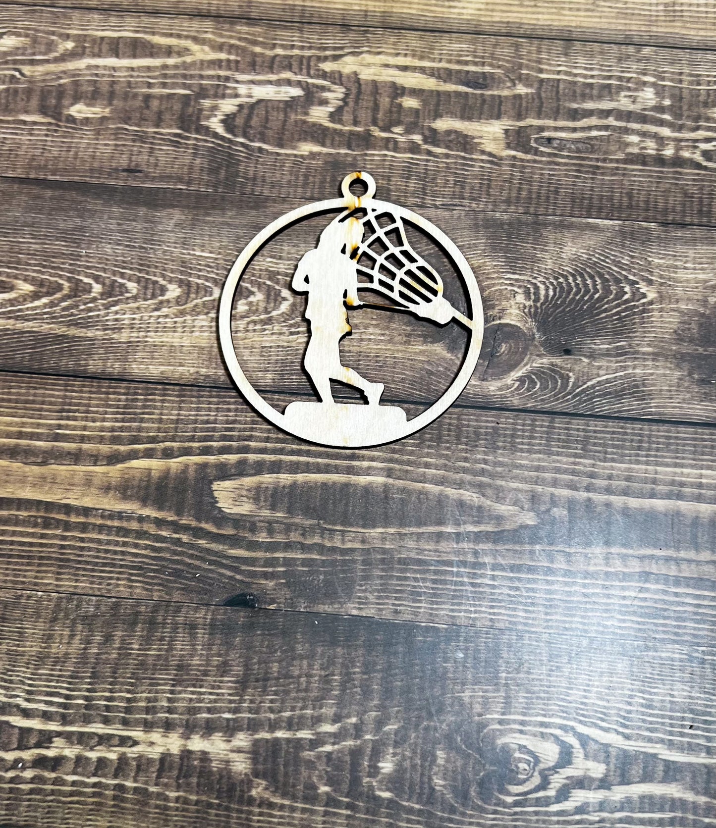 Lacrosse Ornament, Wooden Sports Ornament, Sports Ornament, Engraved Ornament, Laser Engraved Wood Ornament