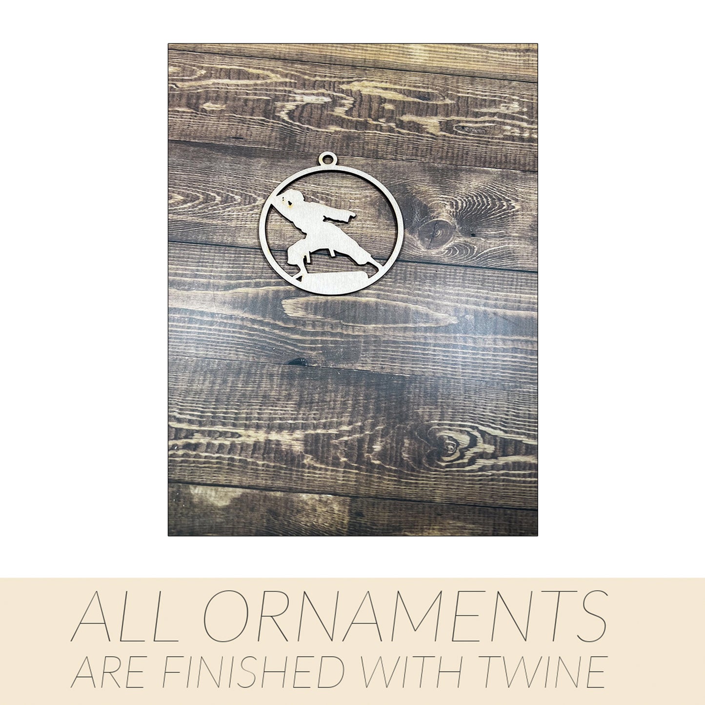 Karate Wooden Sports Ornament, Sports Ornament, Engraved Ornament, Laser Engraved Wood Ornament