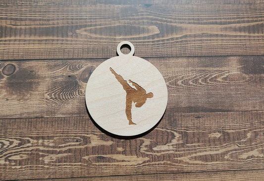 Karate Ornament, Laser Engraved Ornament, Karate Lover , Karate Kick