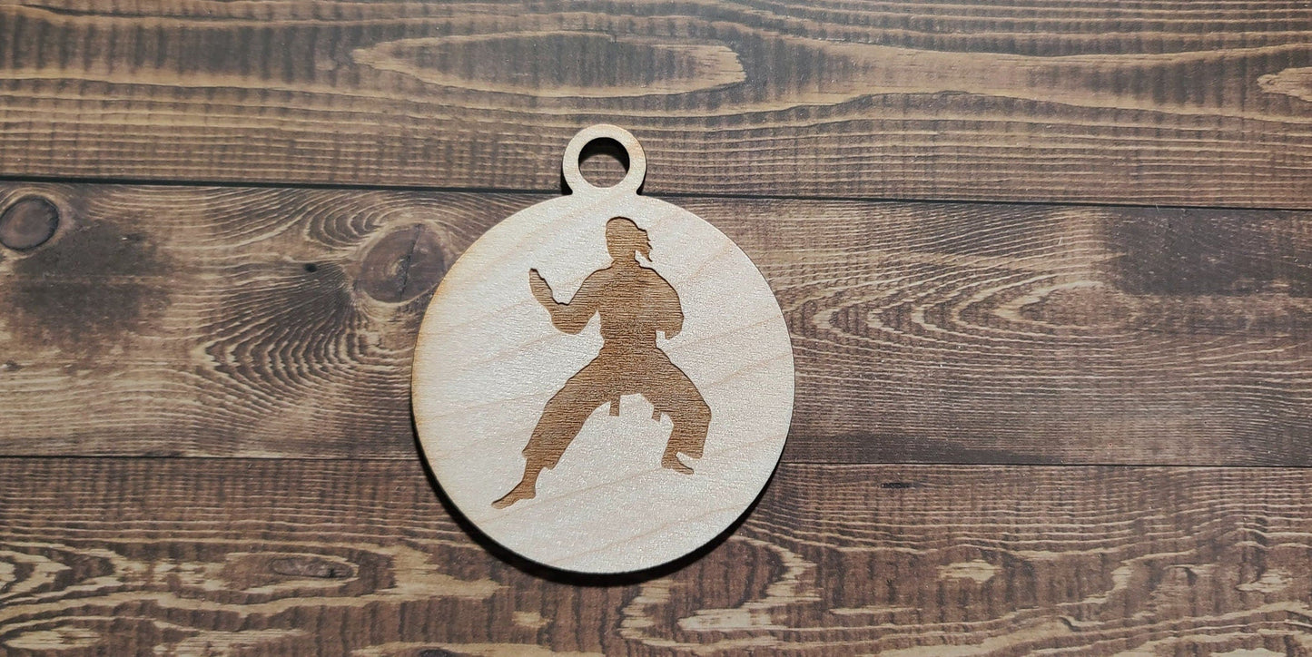 Karate Ornament, Laser Engraved Ornament, Karate Lover , Karate Stance , Female