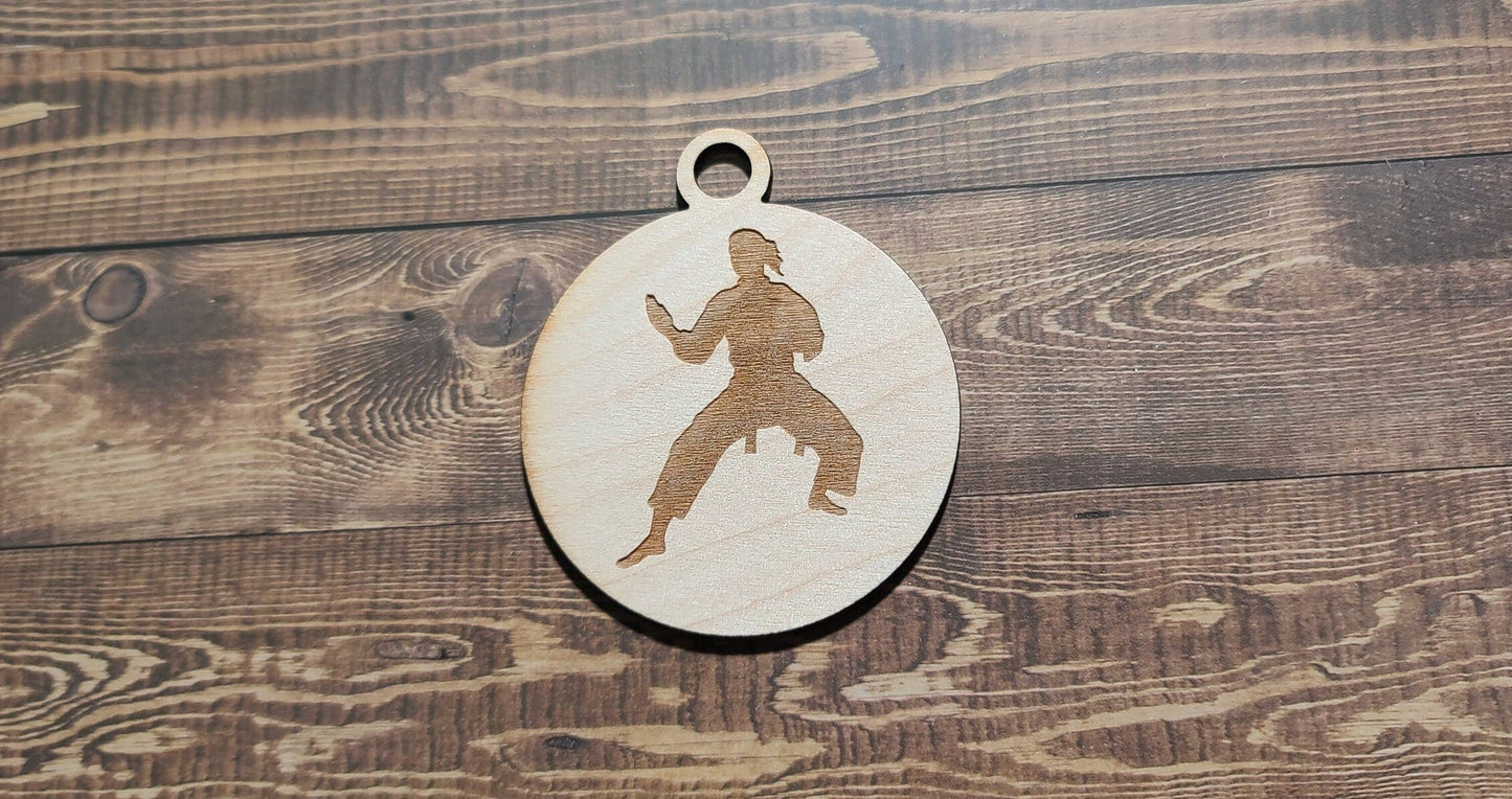 Karate Ornament, Laser Engraved Ornament, Karate Lover , Karate Stance , Female