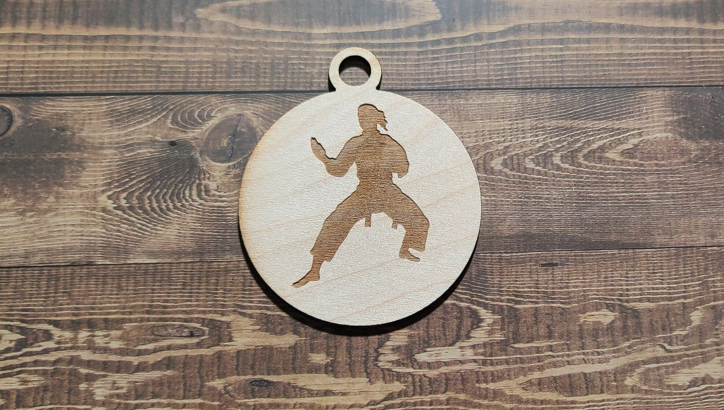 Karate Ornament, Laser Engraved Ornament, Karate Lover , Karate Stance , Female