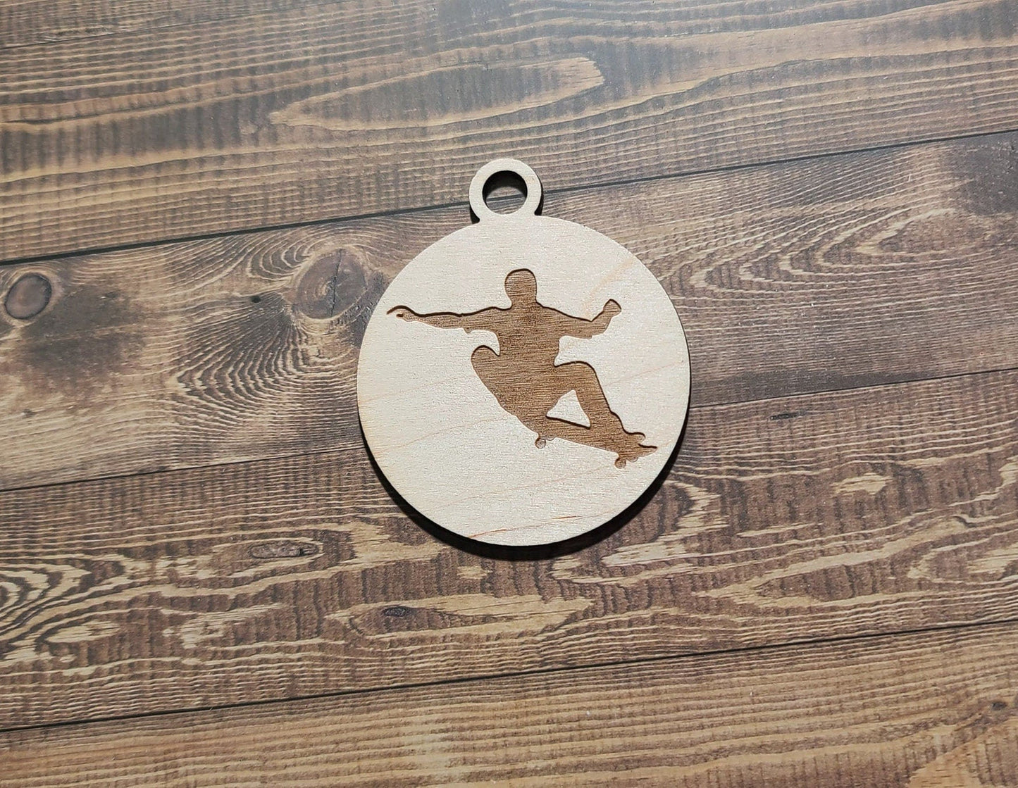 Skateboard Ornament, Laser Engraved Ornament, Skateboarding