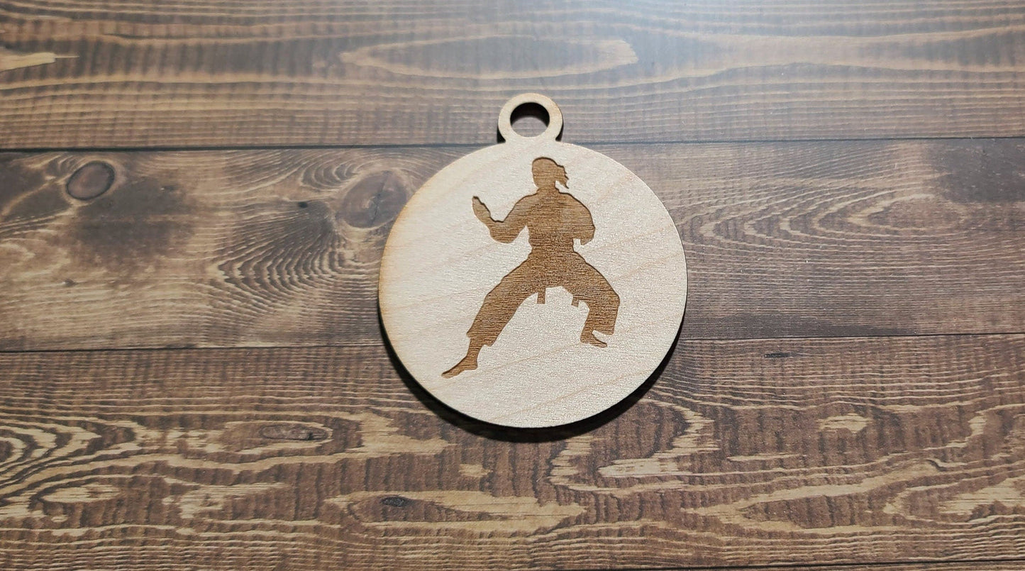Karate Ornament, Laser Engraved Ornament, Karate Lover , Karate Stance , Female
