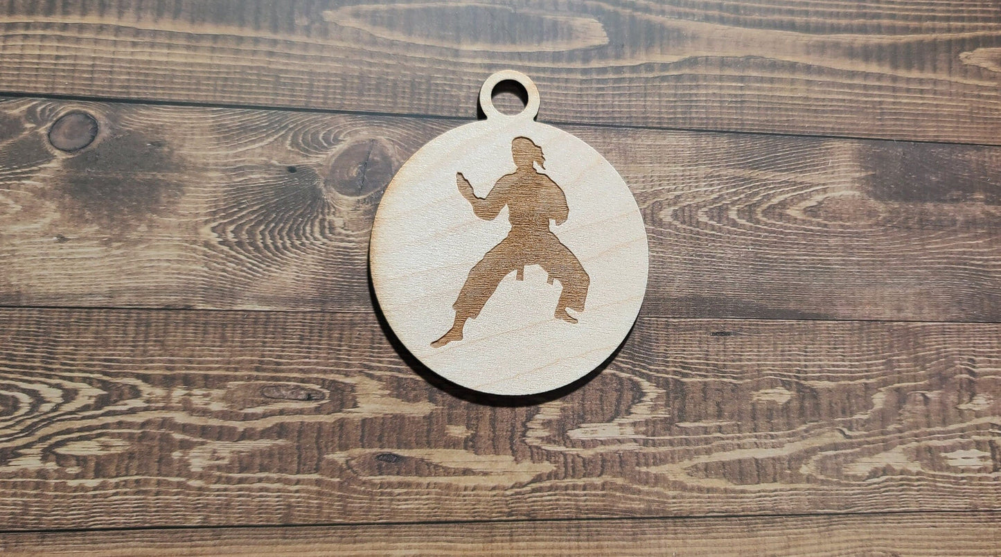 Karate Ornament, Laser Engraved Ornament, Karate Lover , Karate Stance , Female