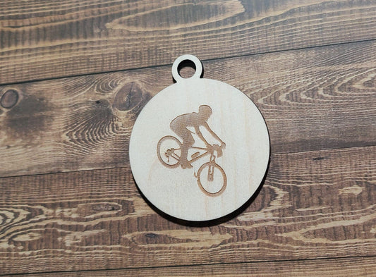 Cyclist  Ornament, Laser Engraved Ornament, Bike Lover