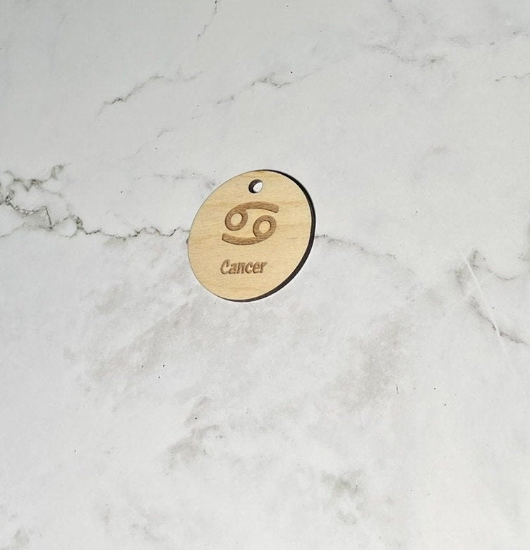Cancer Keychain ,  Laser Engraved Keychain , bag tag , gift for her , gift for him , Zodiac Keychain ,