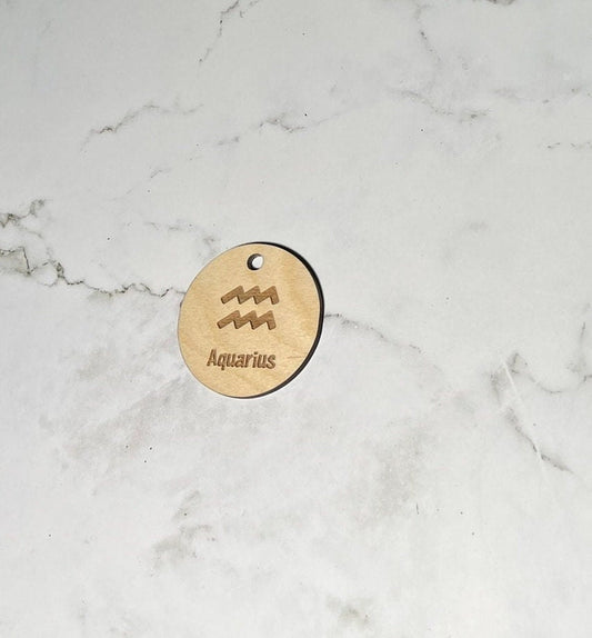 Aquarius Keychain ,  Laser Engraved Keychain , bag tag , gift for her , gift for him , Zodiac Keychain ,