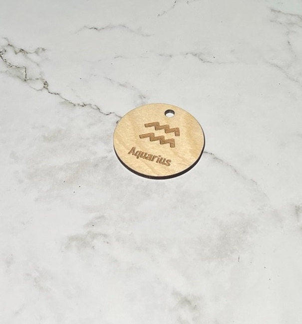 Aquarius Keychain ,  Laser Engraved Keychain , bag tag , gift for her , gift for him , Zodiac Keychain ,