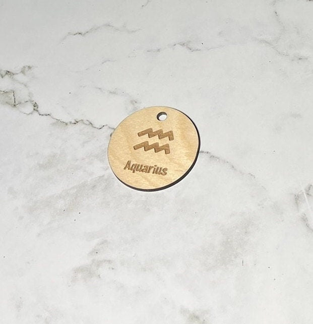 Aquarius Keychain ,  Laser Engraved Keychain , bag tag , gift for her , gift for him , Zodiac Keychain ,