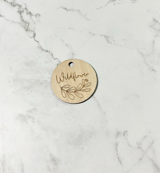 Wildflower Keychain , Inspirational Keychain ,, Custom Bag Tag , Laser Engraved Keychain