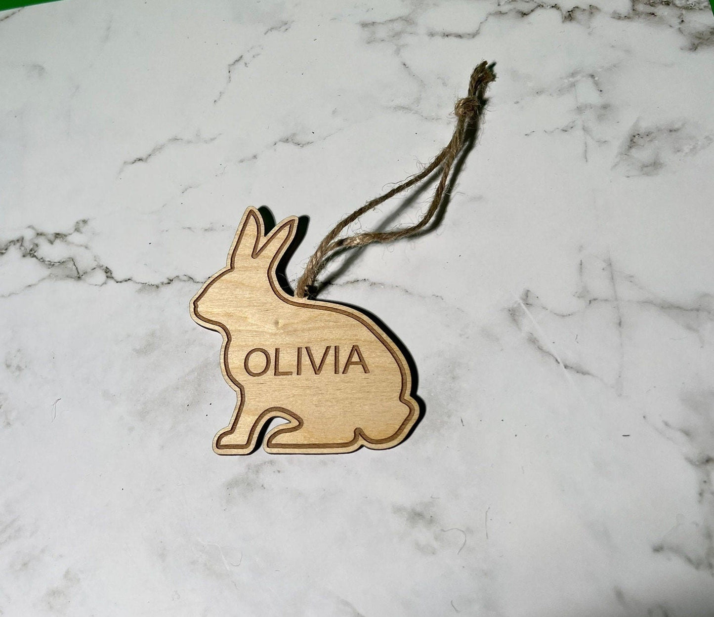 Custom Easter Bunny Tag , Custom Basket Tag , Personalized Tag , Wooden Easter Tag  , Bunny Easter Tag