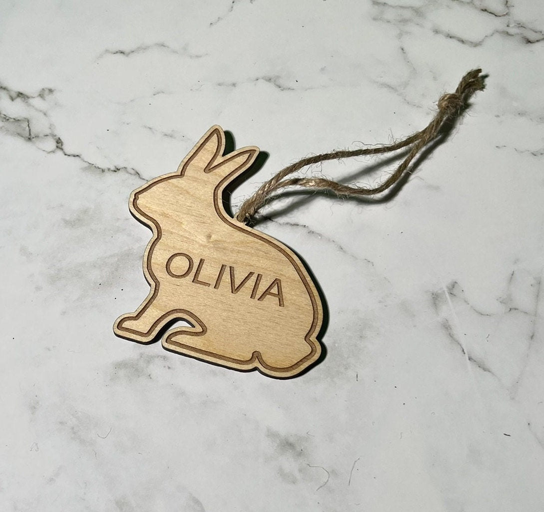 Custom Easter Bunny Tag , Custom Basket Tag , Personalized Tag , Wooden Easter Tag  , Bunny Easter Tag