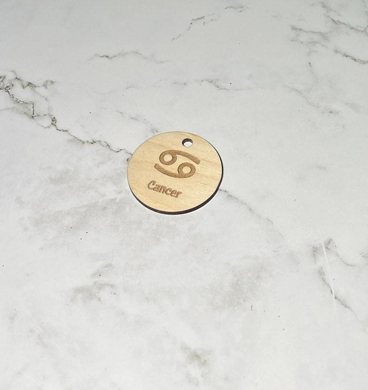 Cancer Keychain ,  Laser Engraved Keychain , bag tag , gift for her , gift for him , Zodiac Keychain ,