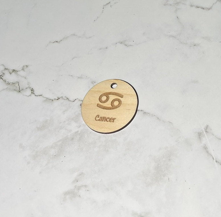 Cancer Keychain ,  Laser Engraved Keychain , bag tag , gift for her , gift for him , Zodiac Keychain ,