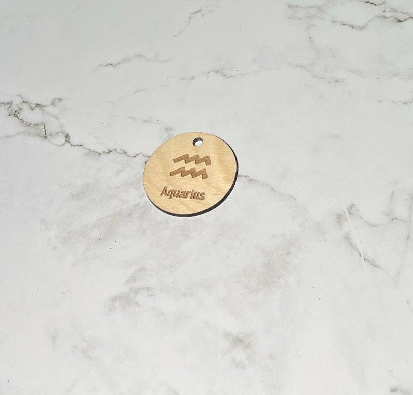 Aquarius Keychain ,  Laser Engraved Keychain , bag tag , gift for her , gift for him , Zodiac Keychain ,