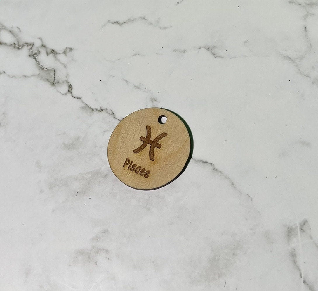 Pisces Keychain ,  Laser Engraved Keychain , bag tag , gift for her , gift for him , Zodiac Keychain