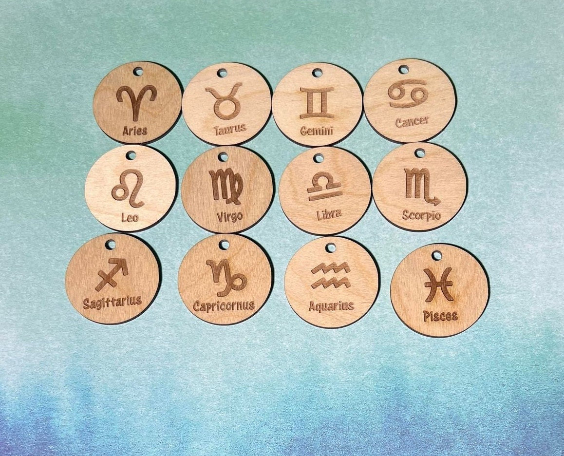 Zodiac Keychain ,  Laser Engraved Keychain , bag tag , gift for her , gift for him , Astrology keychain