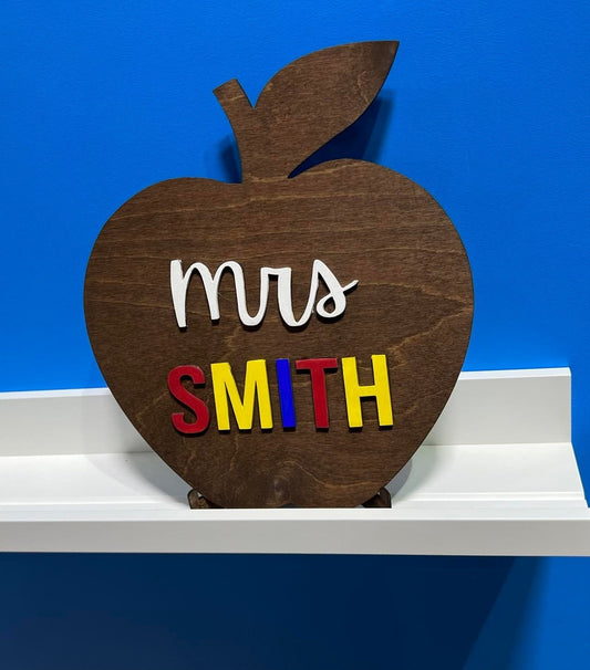 Apple Teacher Sign , Teacher Gift , Teacher Sign , Personalized Teacher Gift , Personalized Wood Sign