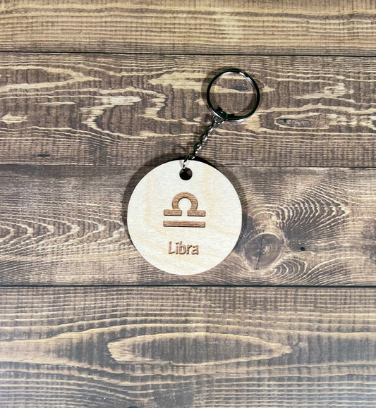 Libra Keychain ,  Laser Engraved Keychain , bag tag , gift for her , gift for him , Zodiac Keychain ,
