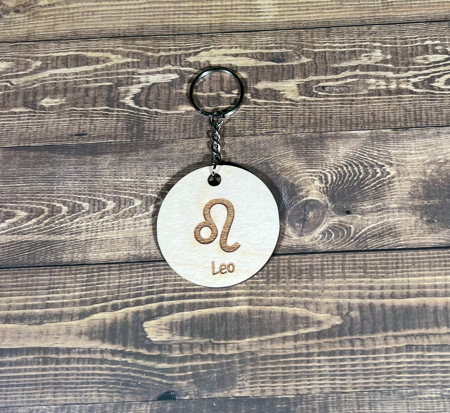 Leo Keychain ,  Laser Engraved Keychain , bag tag , gift for her , gift for him , Zodiac Keychain ,