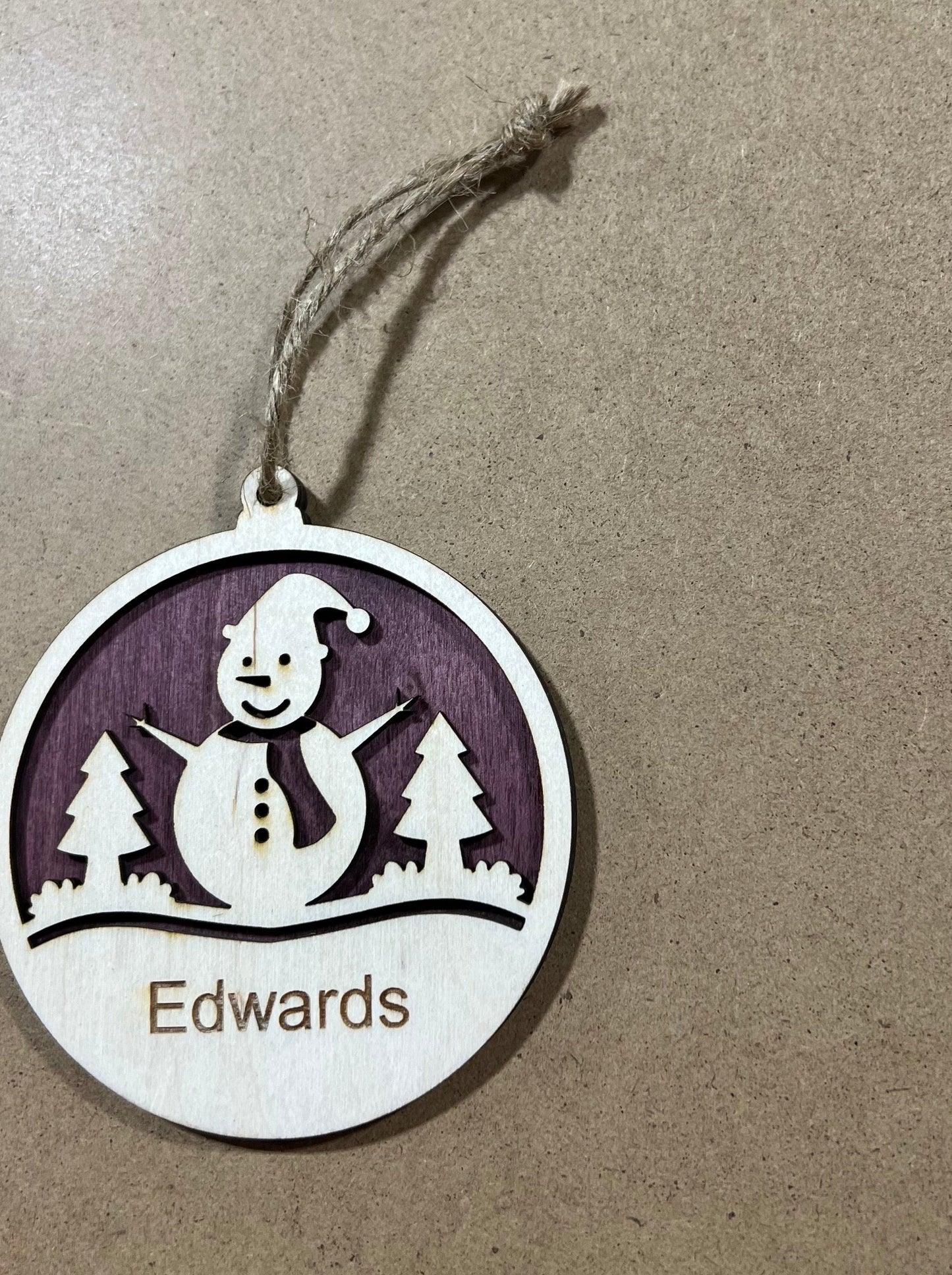 Personalized Family Snowman Ornament , Custom Ornament , Snowman custom ornament,Wooden Ornament