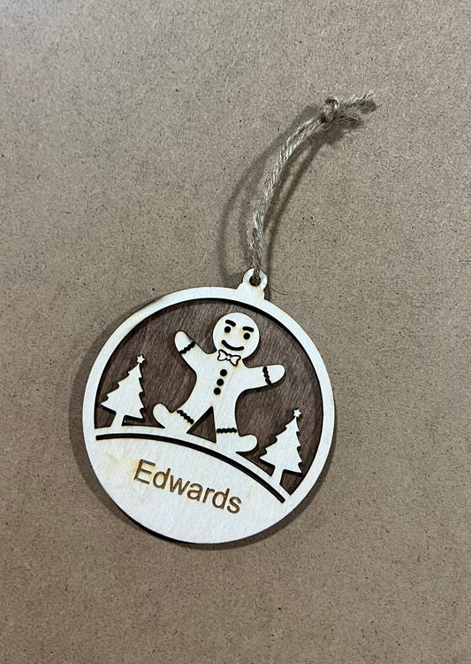 Personalized Gingerbread Man Ornament , Custom Ornament , Gingerbread custom ornament,Wooden Ornament