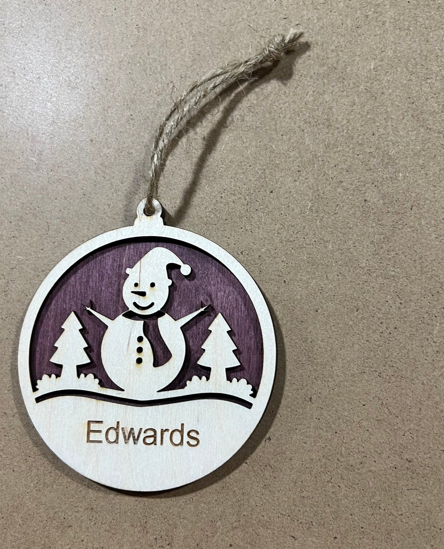 Personalized Family Snowman Ornament , Custom Ornament , Snowman custom ornament,Wooden Ornament