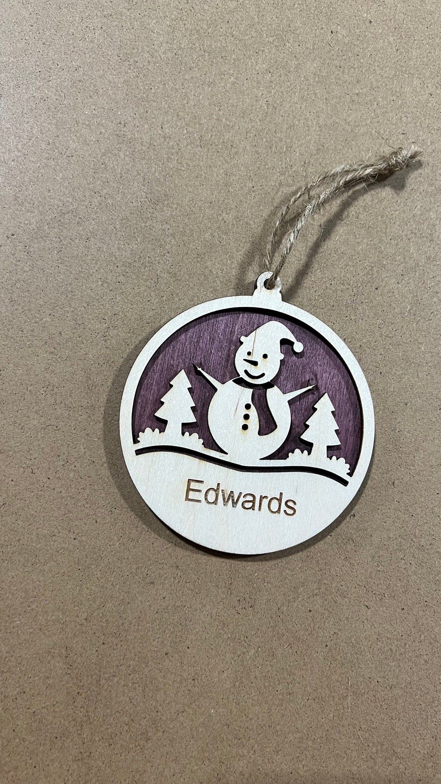 Personalized Family Snowman Ornament , Custom Ornament , Snowman custom ornament,Wooden Ornament