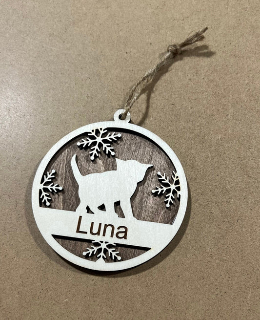 Personalized Cat Ornament , Custom Cat Ornament , Personalized Pet Ornament,Wooden Ornament
