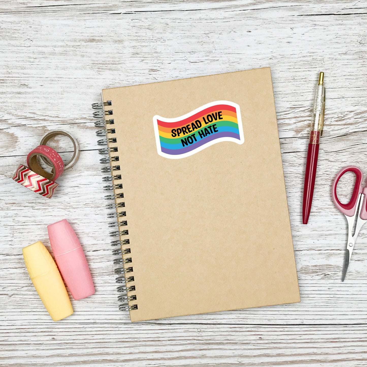 Spread Love Not hate Sticker , Vinyl sticker , laptop sticker , Pride Sticker