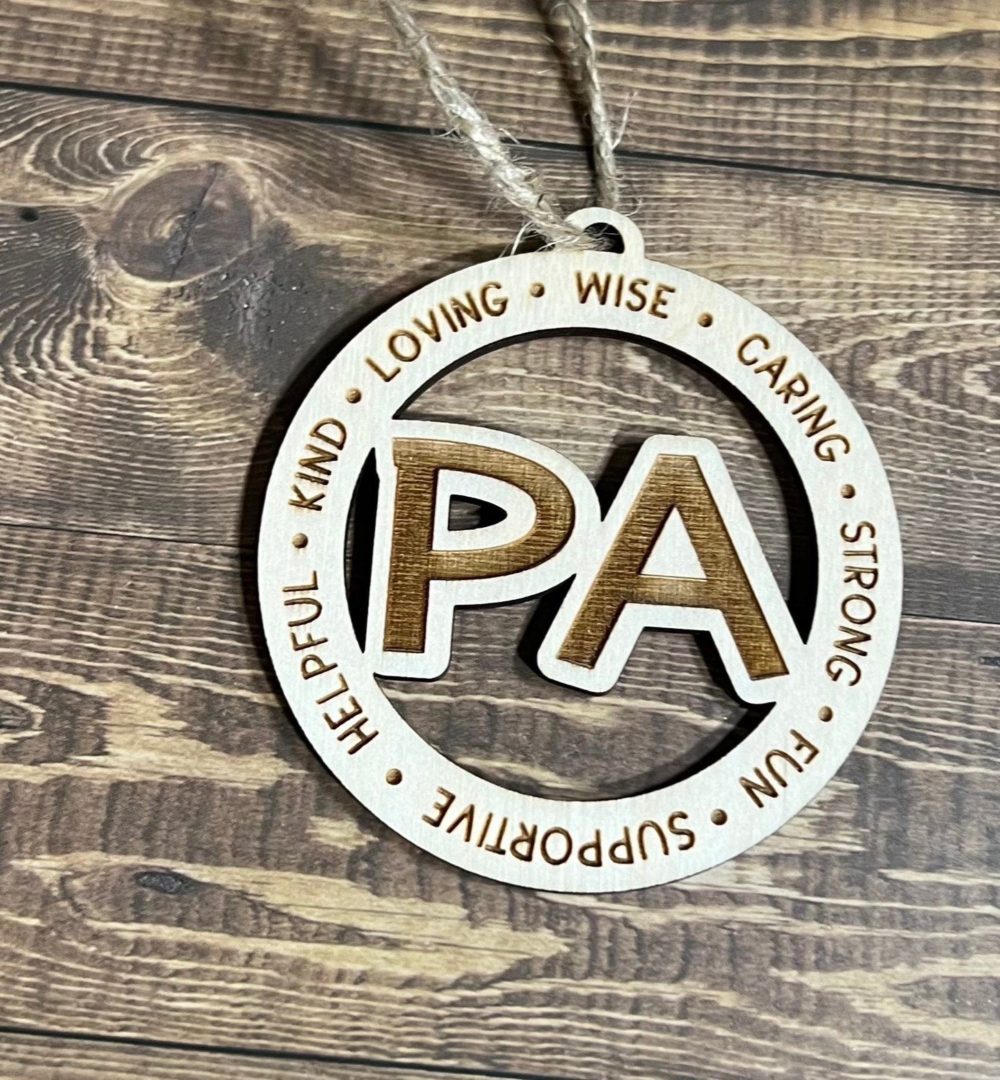 PA Ornaments, Personalized Ornament, Wooden Family Ornament, Laser Engraved Wood Ornament,Wooden Ornament