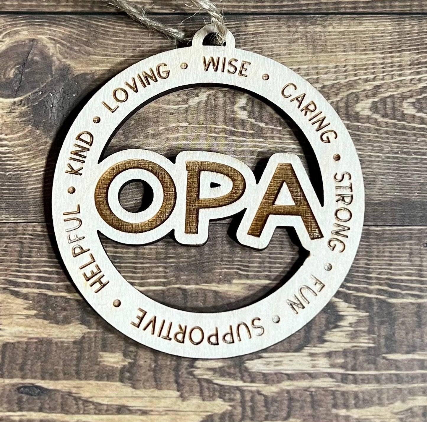 OPA Ornaments,Personalized Ornament, Wooden Family Ornament, Laser Engraved Wood Ornament,Wooden Ornament