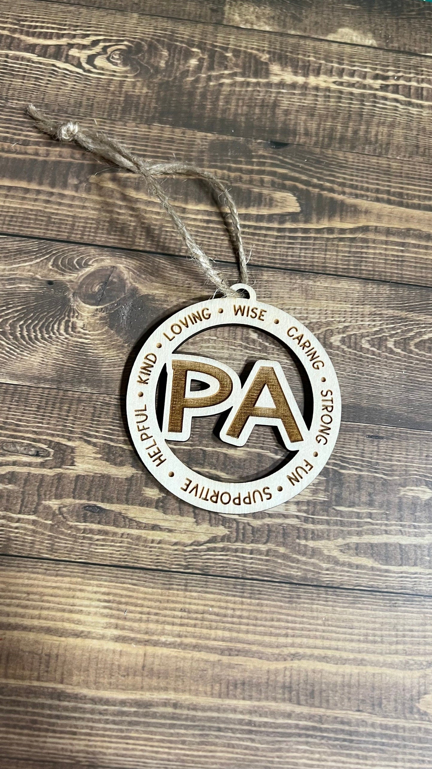 PA Ornaments, Personalized Ornament, Wooden Family Ornament, Laser Engraved Wood Ornament,Wooden Ornament