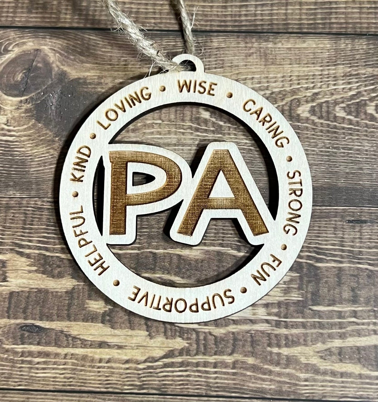 PA Ornaments, Personalized Ornament, Wooden Family Ornament, Laser Engraved Wood Ornament,Wooden Ornament