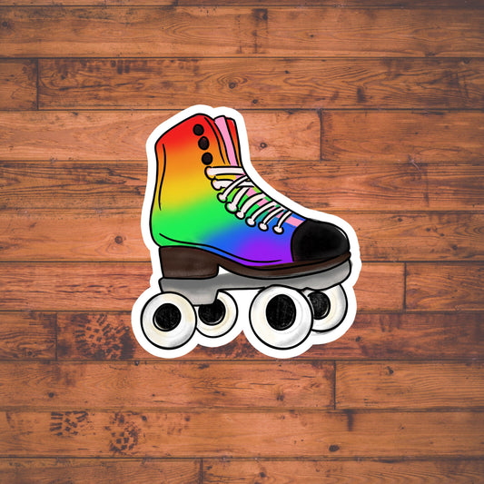 Roller Skate Sticker, rainbow roller skate , Vinyl sticker , laptop sticker , Pride Sticker