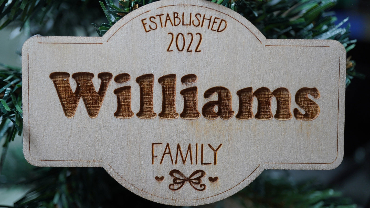 Established Family Ornament , Family Ornament  , Custom Family Ornament ,Wooden Ornament