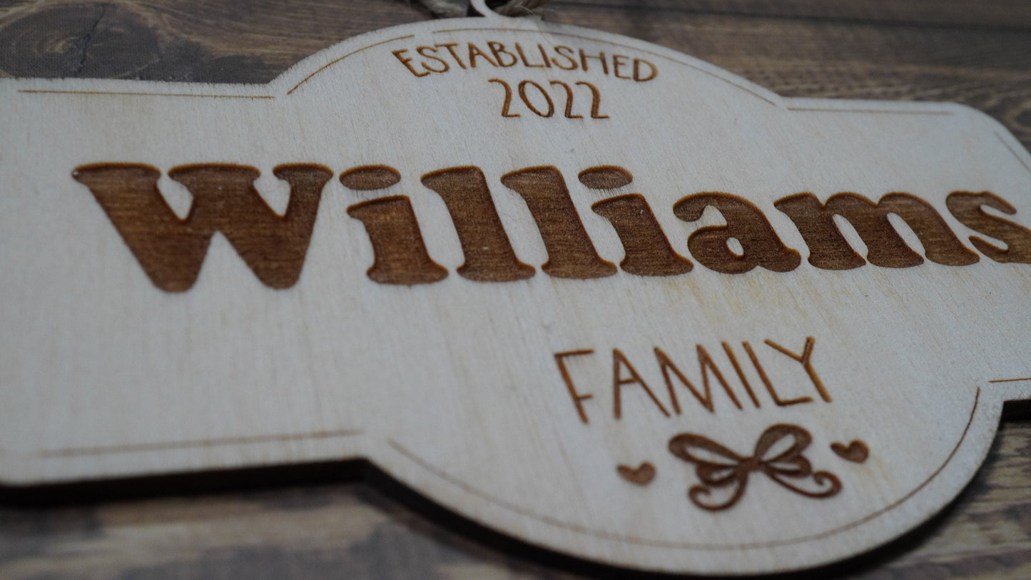 Established Family Ornament , Family Ornament  , Custom Family Ornament ,Wooden Ornament